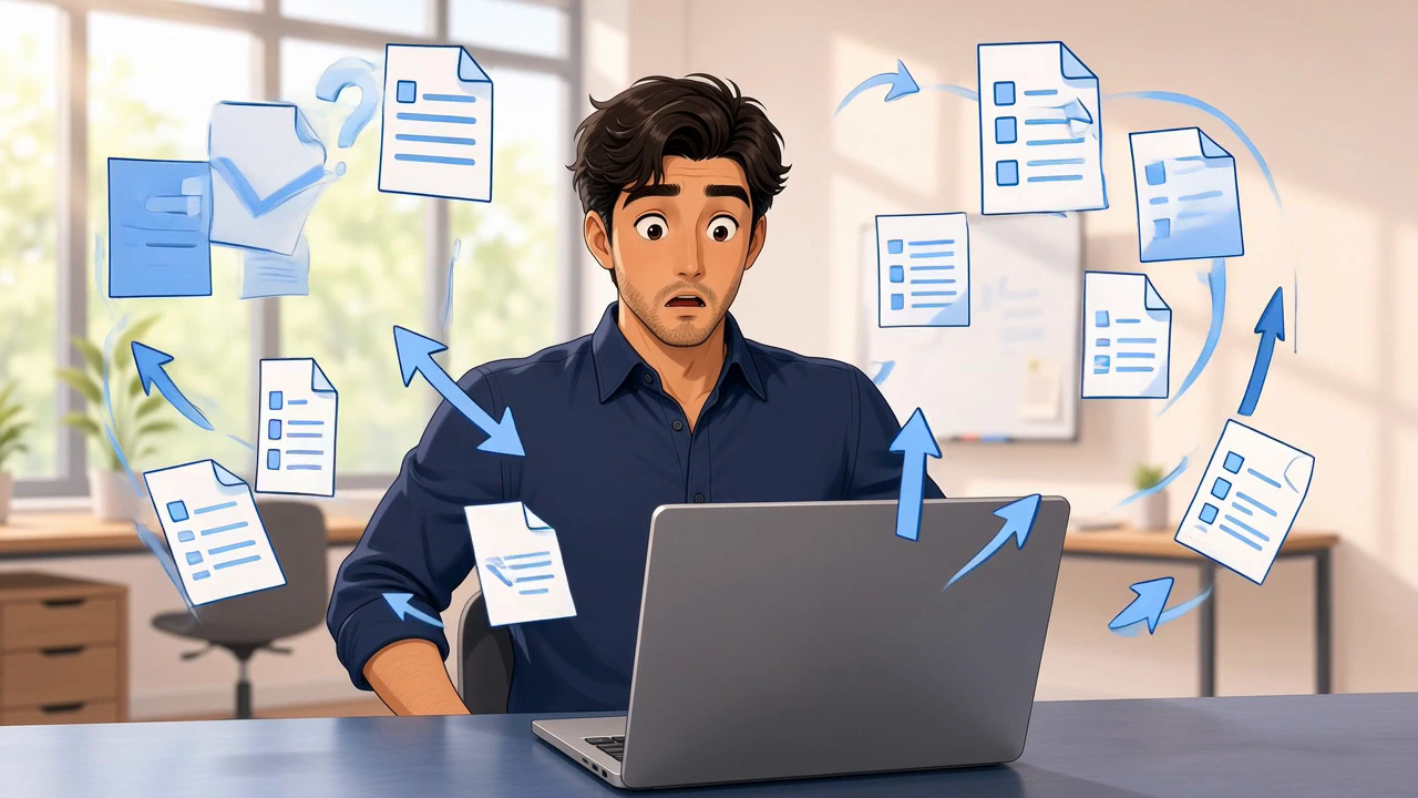 Frame from Decision Under Pressure showing a character in a document-led explainer scene.