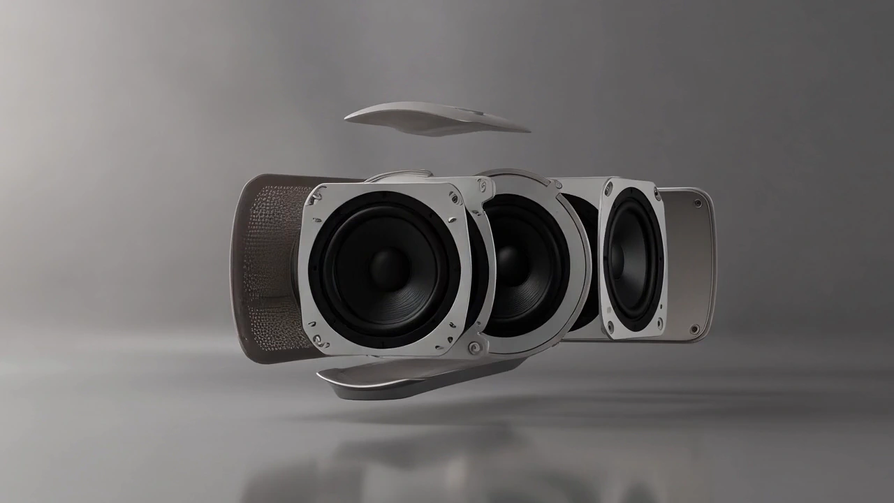 Frame from Form, Revealed showing a compact speaker isolated in a restrained product composition.